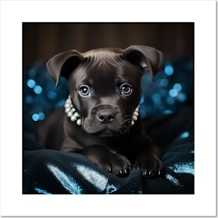 Black Staffy With Pearls Posters and Art